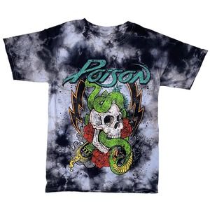 Poison Men's Officially Licensed Skull Tie Dye Heavy Metal Rock Tee T-Shirt